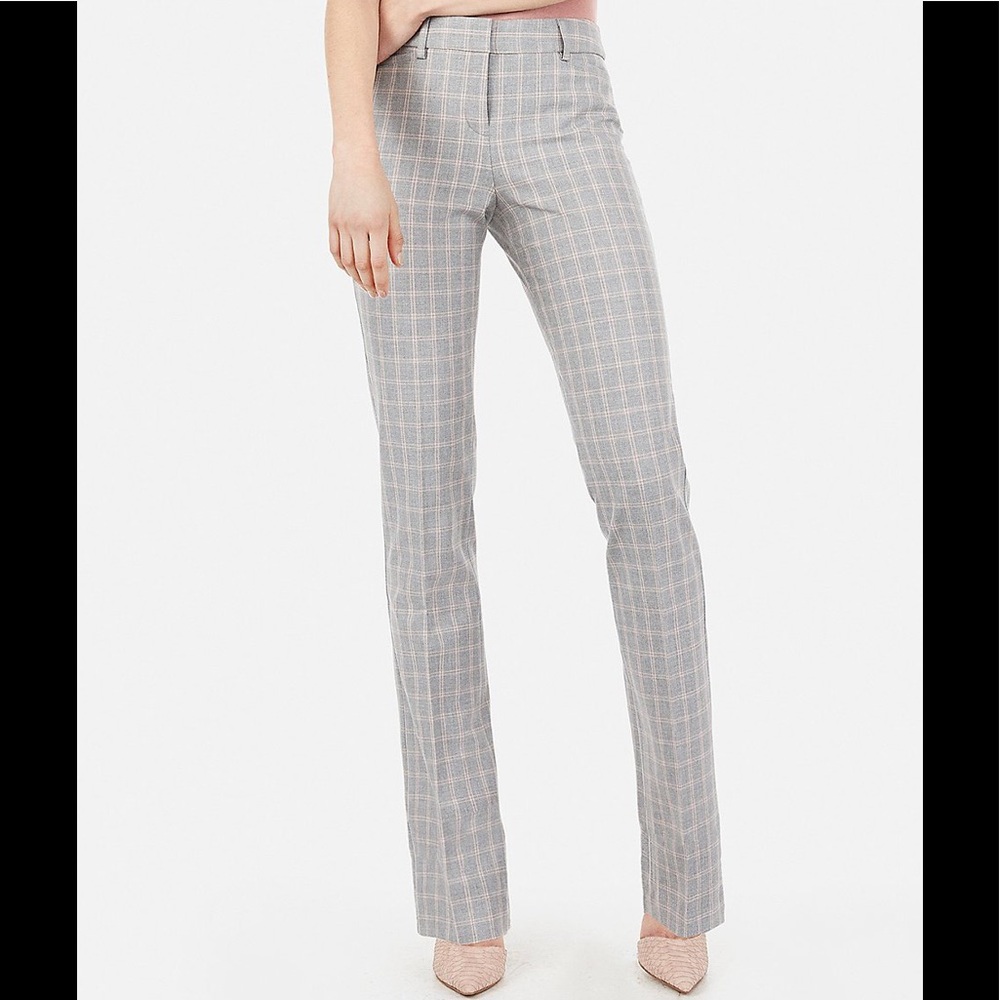 Express Mid Rise Plaid Columnist Barely Boot Pant - image 1